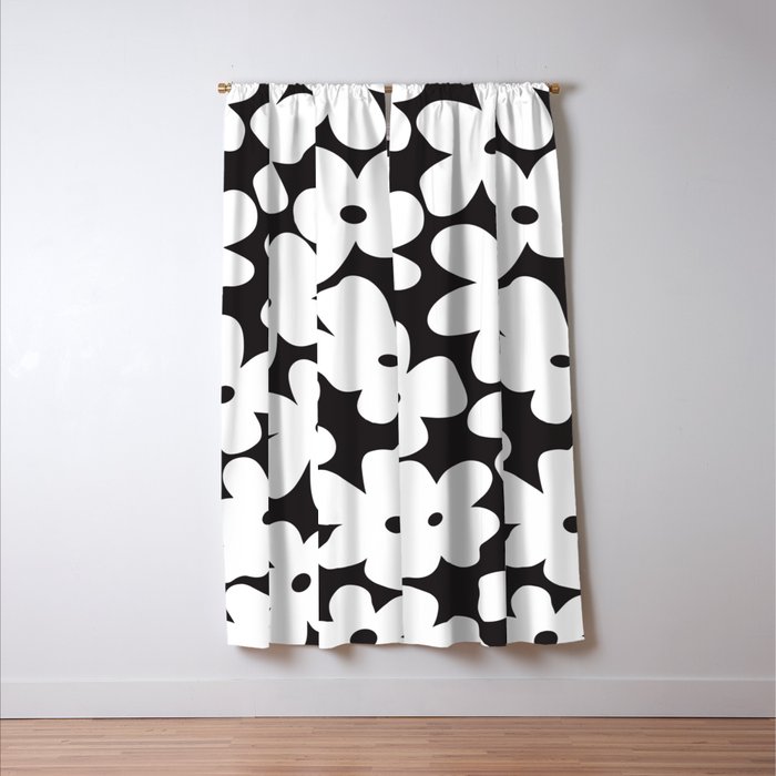 Black & White Flower - 70's White Daisies Window Curtain Gallery Image 3