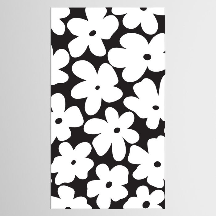 Black & White Flower - 70's White Daisies Tablecloth Gallery Image 2