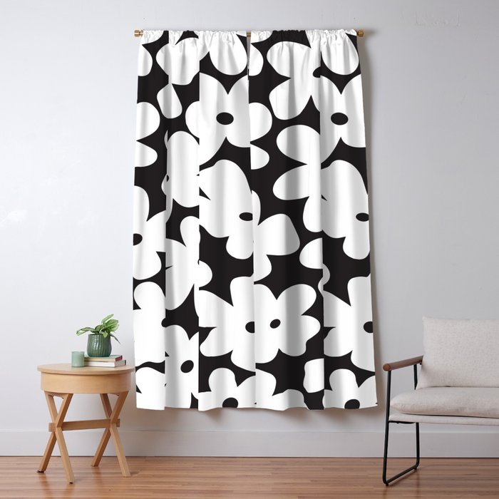 Black & White Flower - 70's White Daisies Window Curtain Gallery Image 5