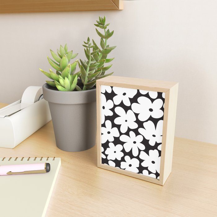Black & White Flower - 70's White Daisies Mini Art Print Gallery Image 2