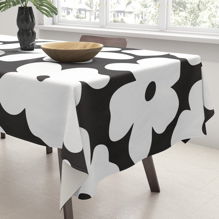 Black & White Flower - 70's White Daisies Tablecloth Gallery Image 3