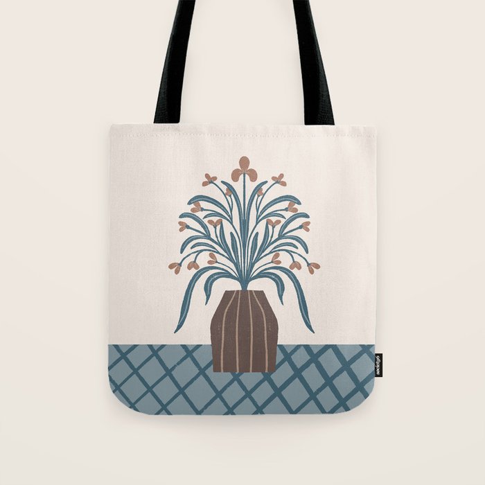 Earthy Modern Vase with Florals Tote Bag Gallery Image 1
