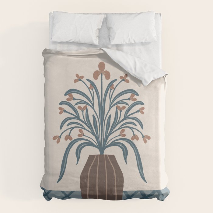 Earthy Modern Vase with Florals Duvet Cover Gallery Image 6