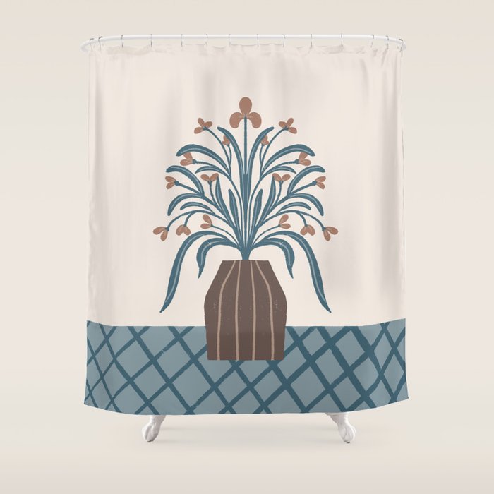 Earthy Modern Vase with Florals Shower Curtain Gallery Image 1