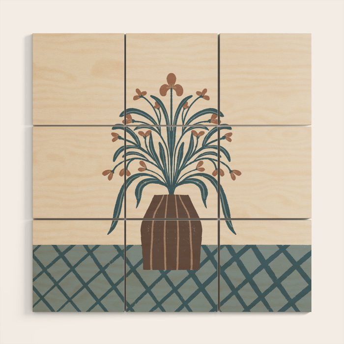 Earthy Modern Vase with Florals Wood Wall Art Gallery Image 1