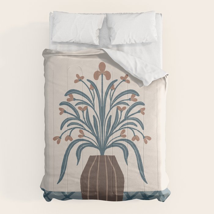Earthy Modern Vase with Florals Comforter Gallery Image 1