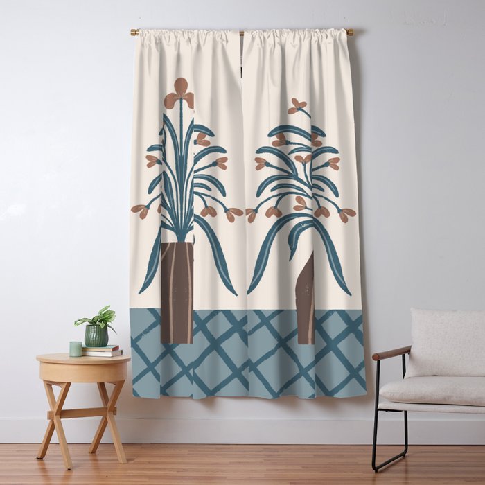 Earthy Modern Vase with Florals Window Curtain Gallery Image 5