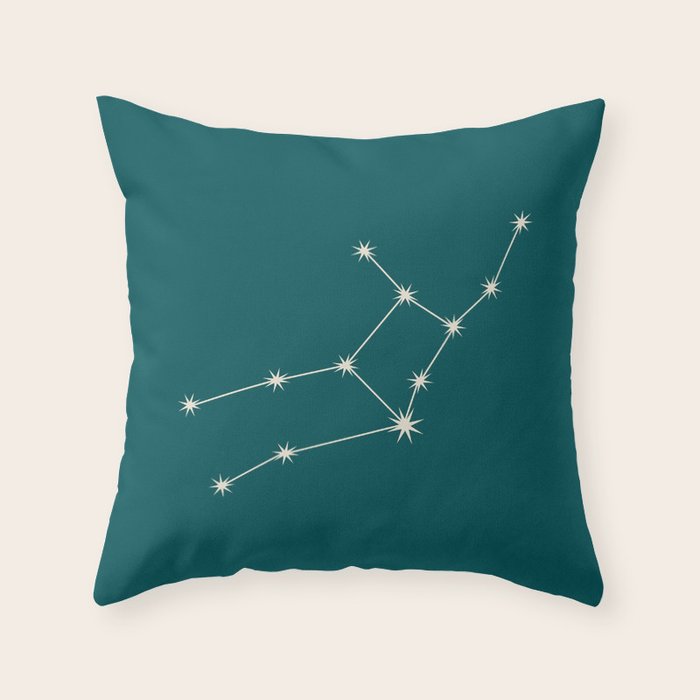 Virgo Zodiac Star Constellation Line Art Deep Teal Throw Pillow Gallery Image 6