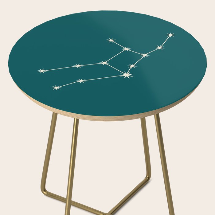 Virgo Zodiac Star Constellation Line Art Deep Teal Side Table Gallery Image 2