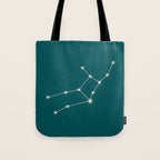 Virgo Zodiac Star Constellation Line Art Deep Teal Tote Bag Gallery Image 1
