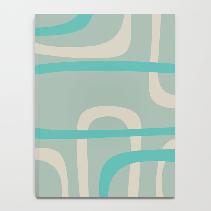 Fine Loops Mid-Century Modern Minimalist Abstract Pattern in Vintage Teal, Buff, and Celadon Blue Notebook Gallery Image 4