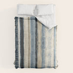 Distressed Blue and White Watercolor Stripe Duvet Cover Gallery Image 6
