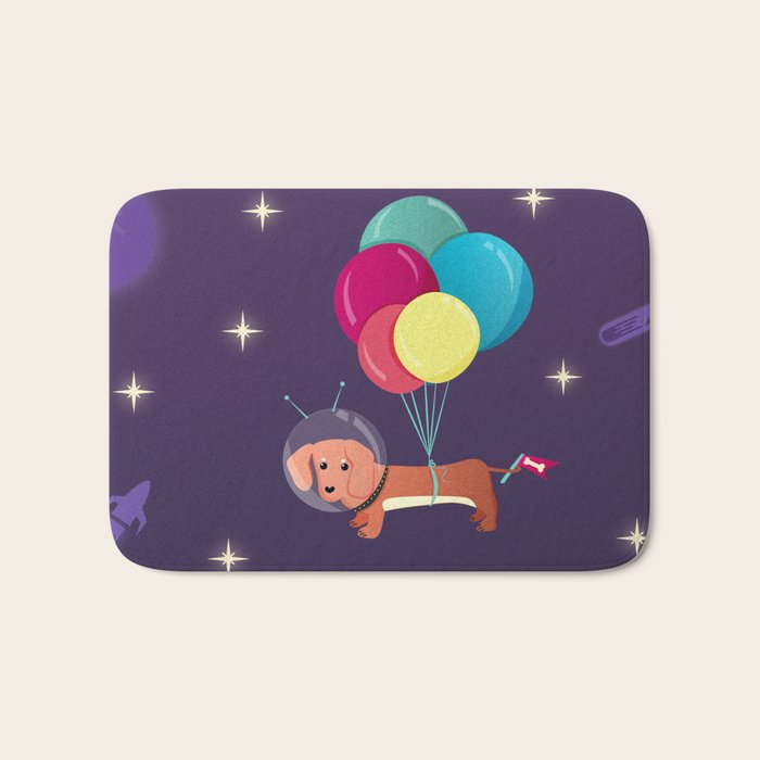 Galaxy Dog with balloons Bath Mat Gallery Image 1