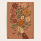 Folk Bouquet - Whimsical Hand Holding Wildflowers under Moon and Stars Poster Gallery Image 4