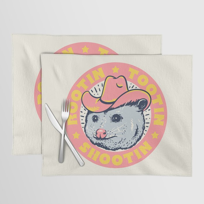 Possum Rootin Tootin Shootin | Pink Placemat Gallery Image 1