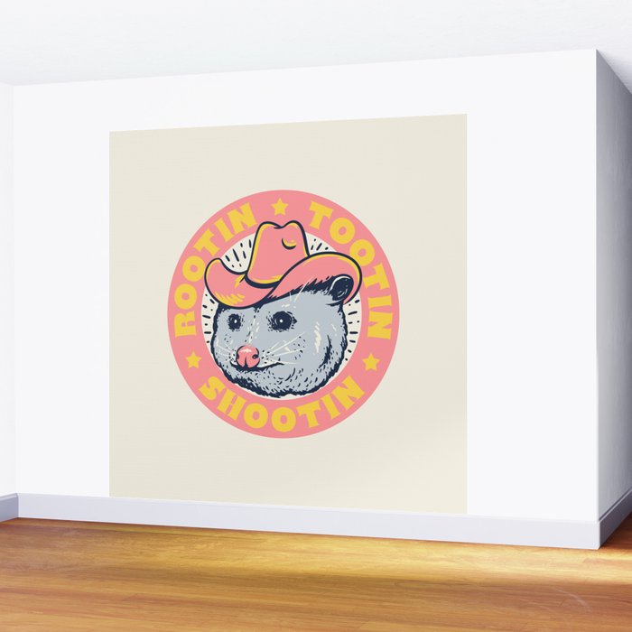 Possum Rootin Tootin Shootin | Pink Wall Mural Gallery Image 2