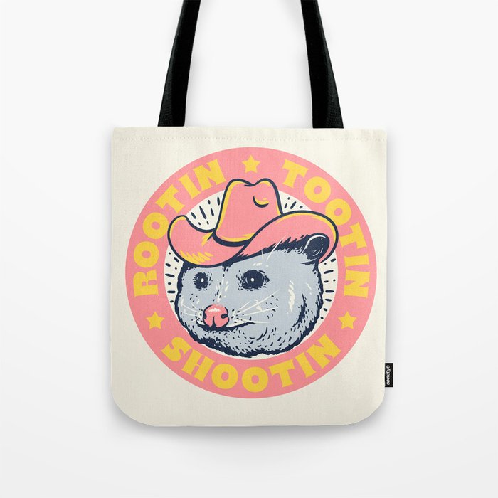 Possum Rootin Tootin Shootin | Pink Tote Bag Gallery Image 1