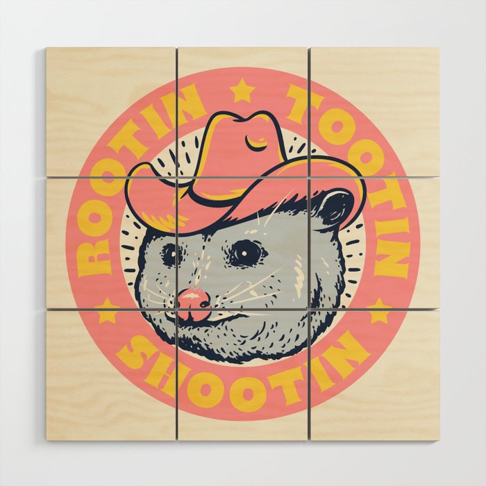 Possum Rootin Tootin Shootin | Pink Wood Wall Art Gallery Image 1