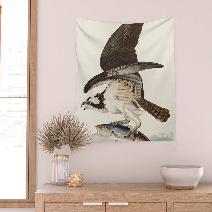 Fish Hawk, or Osprey from Birds of America (1827) by John James Audubon Wall Tapestry Gallery Image 2