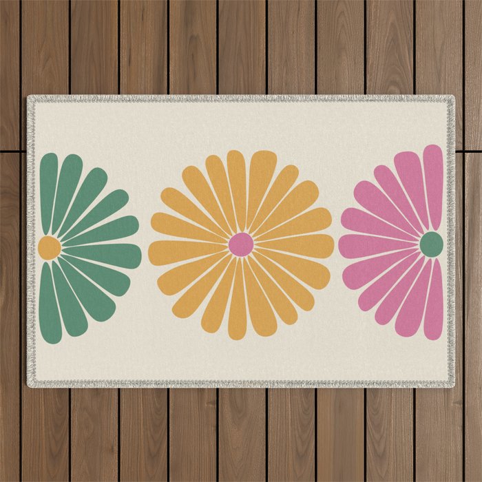 Retro Summer Daisies XI Outdoor Rug Gallery Image 1