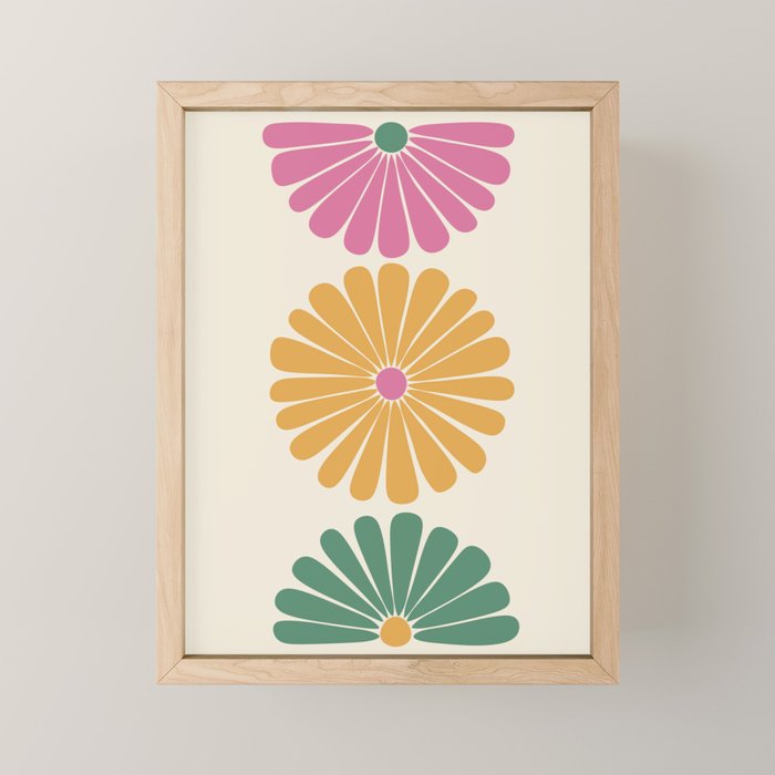 Retro Summer Daisies XI Mini Art Print Gallery Image 1