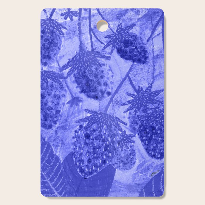 Strawberry Garden in Botanical Blue Cutting Board Gallery Image 1