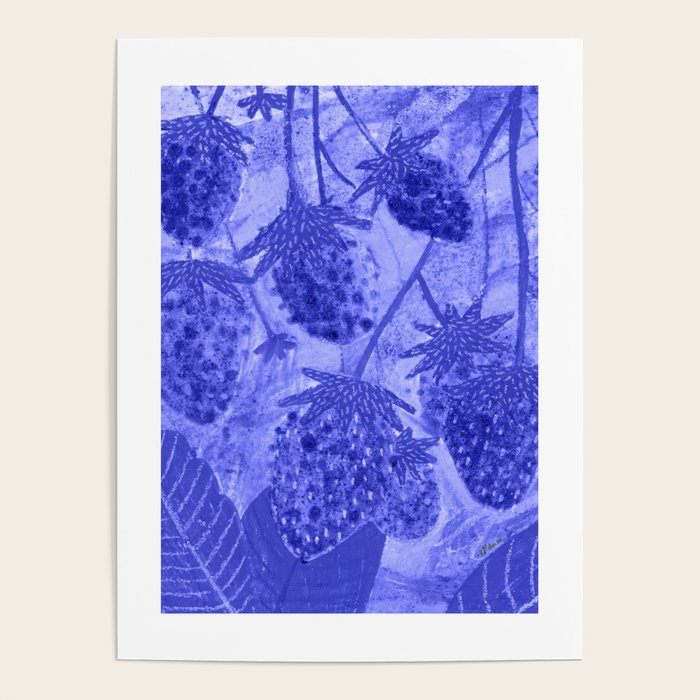 Strawberry Garden in Botanical Blue Poster Gallery Image 4
