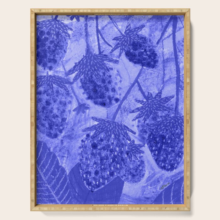 Strawberry Garden in Botanical Blue Serving Tray Gallery Image 1
