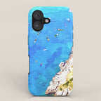 Capri Islands | Tropical Travel Summer Island | Ocean Sea Beach Swim Sail Painting  iPhone Case Gallery Image 1