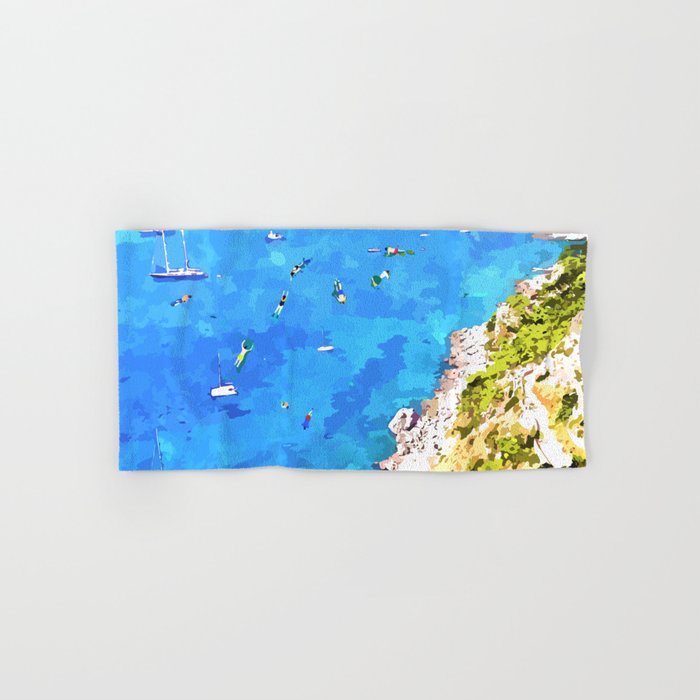 Capri Islands | Tropical Travel Summer Island | Ocean Sea Beach Swim Sail Painting  Bath Towel Gallery Image 1