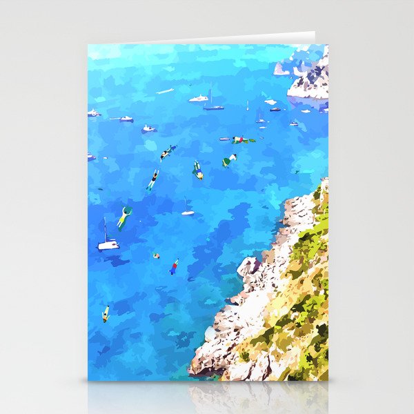 Capri Islands | Tropical Travel Summer Island | Ocean Sea Beach Swim Sail Painting  Stationery Card Gallery Image 1
