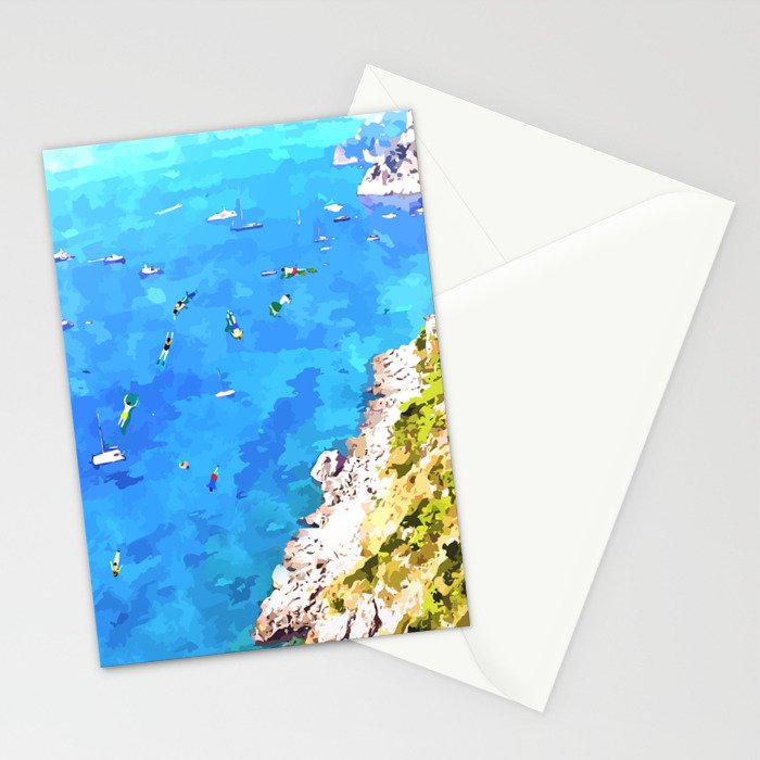 Capri Islands | Tropical Travel Summer Island | Ocean Sea Beach Swim Sail Painting  Stationery Card Gallery Image 2