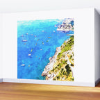 Capri Islands | Tropical Travel Summer Island | Ocean Sea Beach Swim Sail Painting  Wall Mural Gallery Image 2
