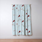 Red Cardinal Bird In The Winter Forest Window Curtain Gallery Image 3