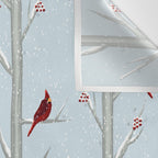 Red Cardinal Bird In The Winter Forest Wall Tapestry Gallery Image 3