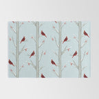 Red Cardinal Bird In The Winter Forest Rug Gallery Image 2
