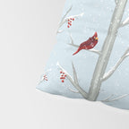 Red Cardinal Bird In The Winter Forest Pillow Sham Gallery Image 4