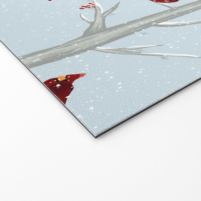 Red Cardinal Bird In The Winter Forest Welcome Mat Gallery Image 2