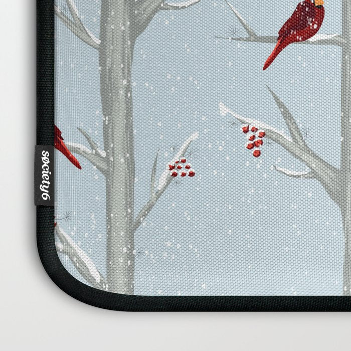 Red Cardinal Bird In The Winter Forest Laptop Sleeve Gallery Image 3