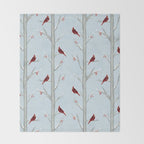 Red Cardinal Bird In The Winter Forest Throw Blanket Gallery Image 2
