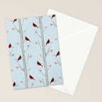 Red Cardinal Bird In The Winter Forest Stationery Card Gallery Image 2