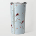 Red Cardinal Bird In The Winter Forest Travel Mug Gallery Image 2