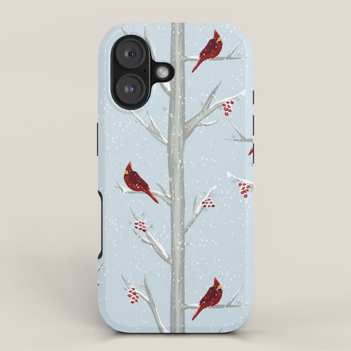 Red Cardinal Bird In The Winter Forest iPhone Case Gallery Image 1