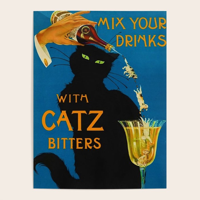Mix Your Drinks with Catz (Cats) Bitters Aperitif Liquor Vintage Advertising Poster Poster Gallery Image 4