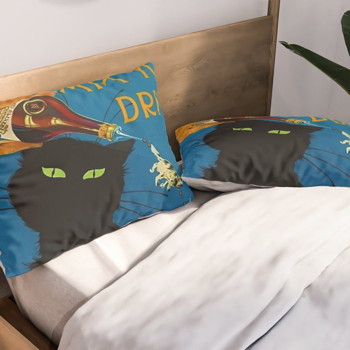 Mix Your Drinks with Catz (Cats) Bitters Aperitif Liquor Vintage Advertising Poster Pillow Sham Gallery Image 2
