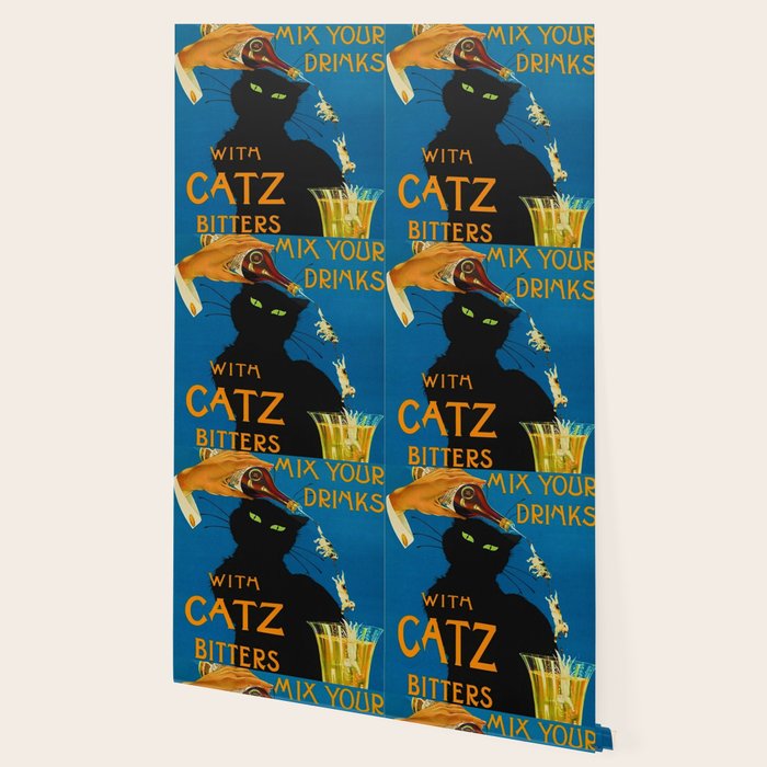 Mix Your Drinks with Catz (Cats) Bitters Aperitif Liquor Vintage Advertising Poster Wallpaper Gallery Image 2