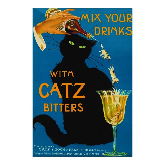 Mix Your Drinks with Catz (Cats) Bitters Aperitif Liquor Vintage Advertising Poster Coffee Mug Gallery Image 2