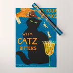 Mix Your Drinks with Catz (Cats) Bitters Aperitif Liquor Vintage Advertising Poster Wrapping Paper Gallery Image 1