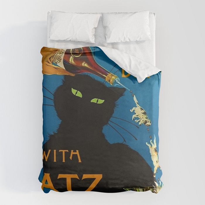 Mix Your Drinks with Catz (Cats) Bitters Aperitif Liquor Vintage Advertising Poster Duvet Cover Gallery Image 6