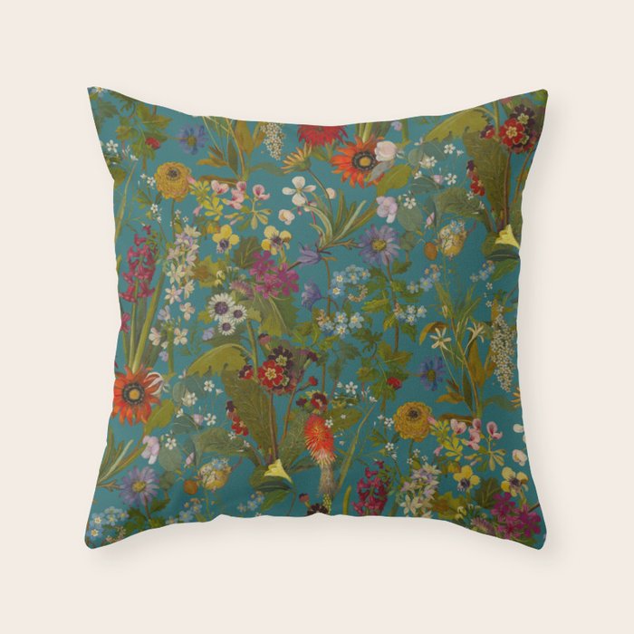 Meadow Bank Teal Throw Pillow Gallery Image 6